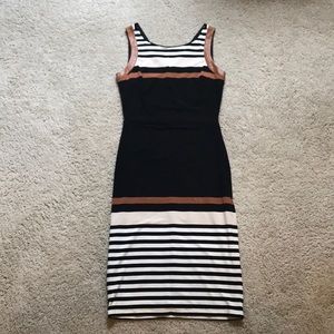 New WHBM Fitted Sheath Dress with Stripes